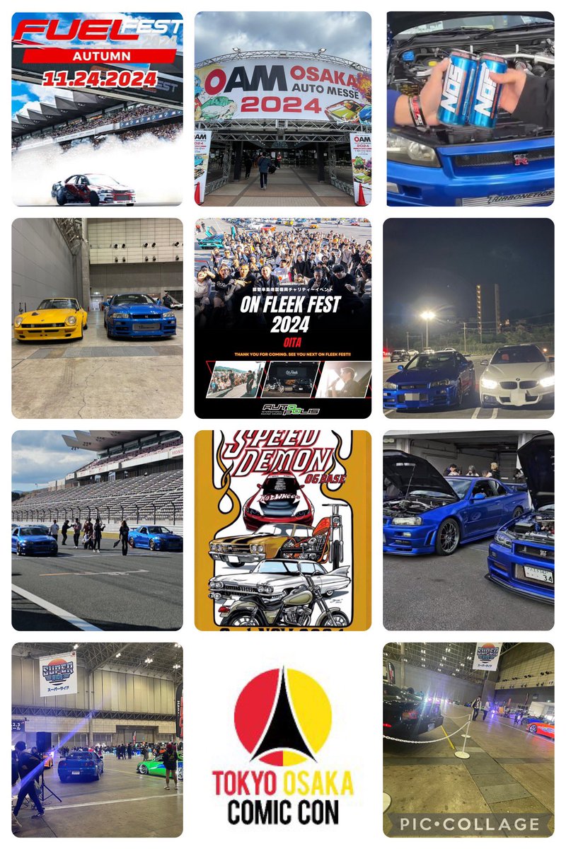choco_gtr34's tweet photo. 2024年
今年１年もありがとうございます！
来年もよろしくお願いします🙇🏻
皆さん良いお年をお過ごしください

#2024
#オートメッセ
#インテックス大阪
#ONFLEEK
#オートポリス
#06BASE 
#フェニックス広場
#FUELFEST 
#富士スピードウェイ
#東京コミコン
#幕張メッセ
#2025 https://t.co/G6Zzd1pEu2