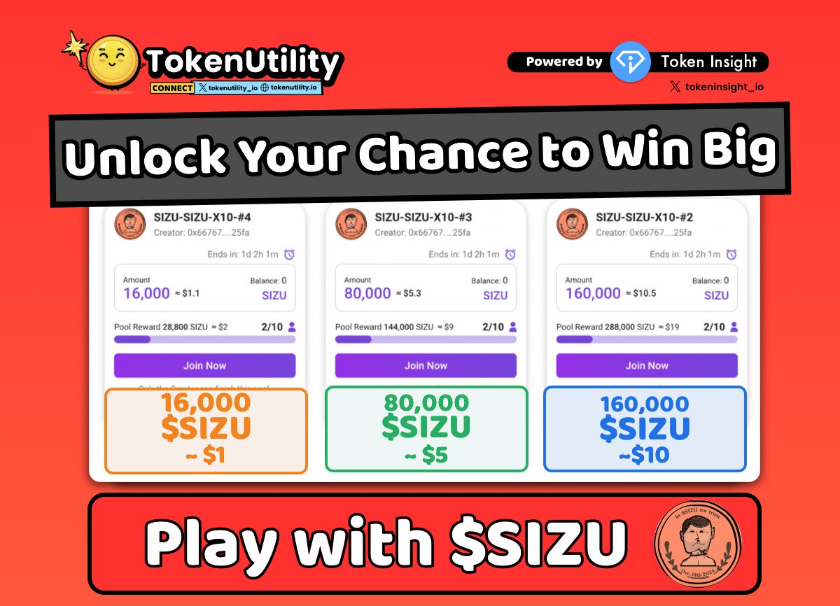 🎉 Join the <a href="/Sizu_meme/">Sizu</a>  Arena Pool for a chance to Win Big!
Deposit as little as $1, $5, or $10 of $SIZU for your shot at the massive prize pool! 
Don’t miss out on this chance to strike it rich! 💰
👉 Let’s Join and Play our SIZU Arena Pool to boost your $SIZU tokens!