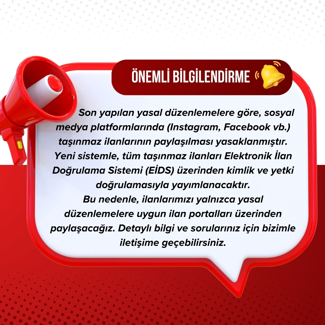 2025 yılına girerken, 31 Aralık 2024 itibariyle önemli bilgilendirme ....

Yeni yılda gayrimenkul sektörü çok daha sistemli, şeffaf, güvenilir ve kurumsal süreçlerde ilerliyor olacak. 

Herkese sağlıklı, bereketli ve mutlu bir yıl dilerim.