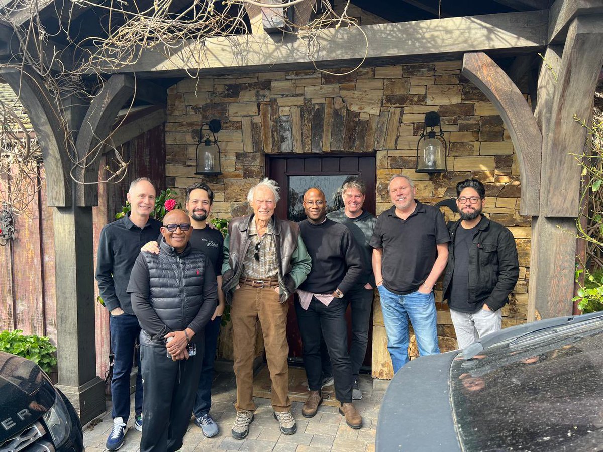 therealLEBO_M's tweet image. #MUFASA  music team with our “ driveby “ 1st critic and huge thumbs 👍🏽 up #ClintEastwood gave us love @Lin_Manuel  #BarryJenkins @BarryJenkins #Markmancina