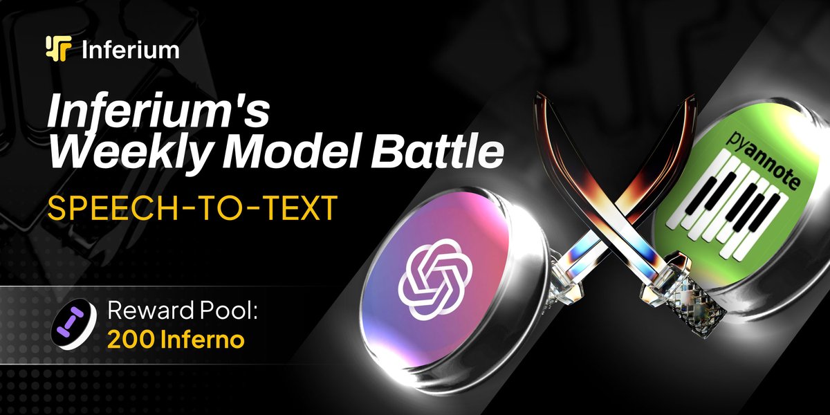 🎙️ Who’s the master of transcription? Find out in this week’s #Inferium Weekly Model Battle! ⚔️

This week, two advanced speech-to-text models are in the spotlight, competing for the title of most accurate and efficient transcription tool.

Contenders:
🌟 openai/whisper-base
🌟