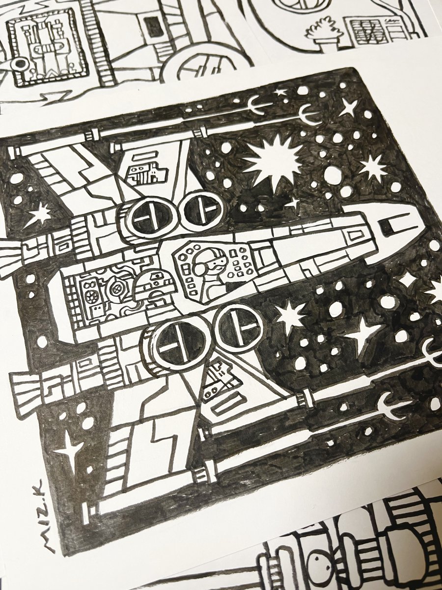 2024年の特によく描けたもの(こういった線画をスキャンして取り込み、デジタルで色をつけている)。今年は非常に調子よく描けた(特にXウィングの絵を機に自分の中でなにかが始まった)。
たくさんのリアクションもありがとうございます。来年もたくさん描きます。 