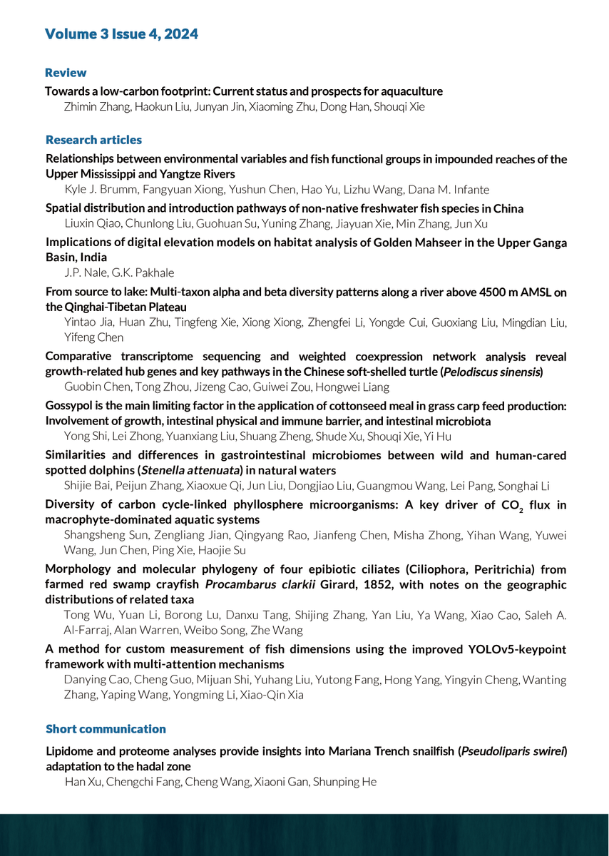 #WaterBiologyandSecurity Volume 3, Issue 4 is now online!🐟Find out more at ScienceDirect: sciencedirect.com/journal/water-…