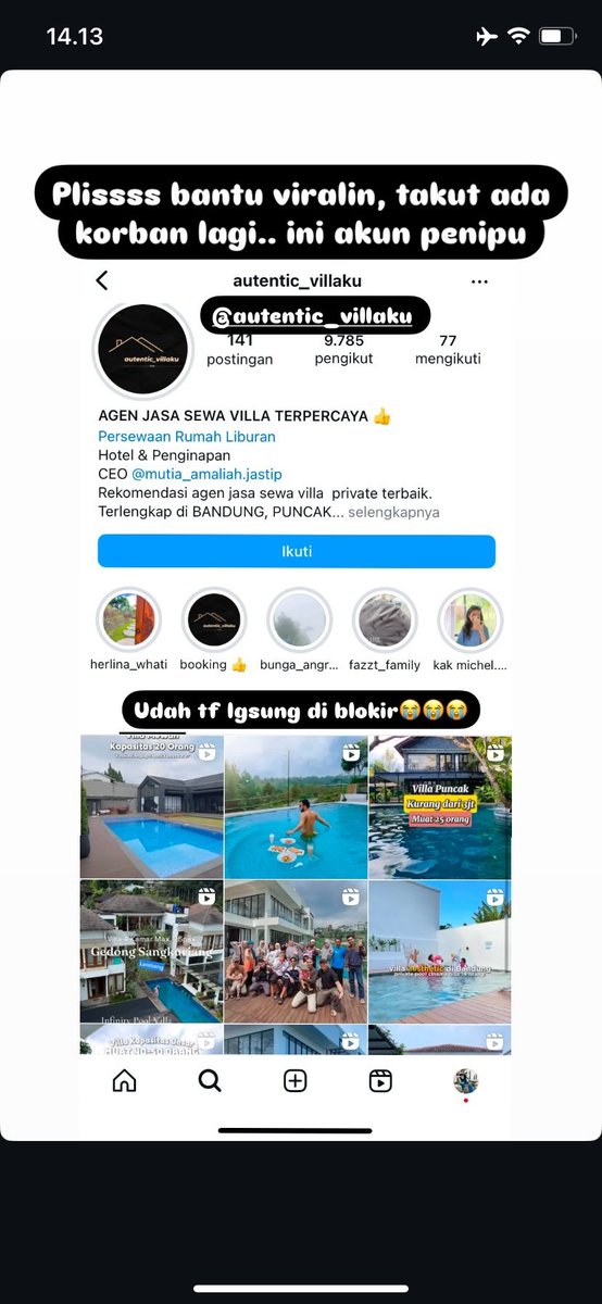 putridwioni's tweet photo. Emang hari apes ga ada yang tau, pesen villa malah kena tipu, abis di tf lgsg diblokir ada ada aja warganya fufufafa #ketipuvilla
#villapenipu 
#villabandung https://t.co/EpzME9v0AH