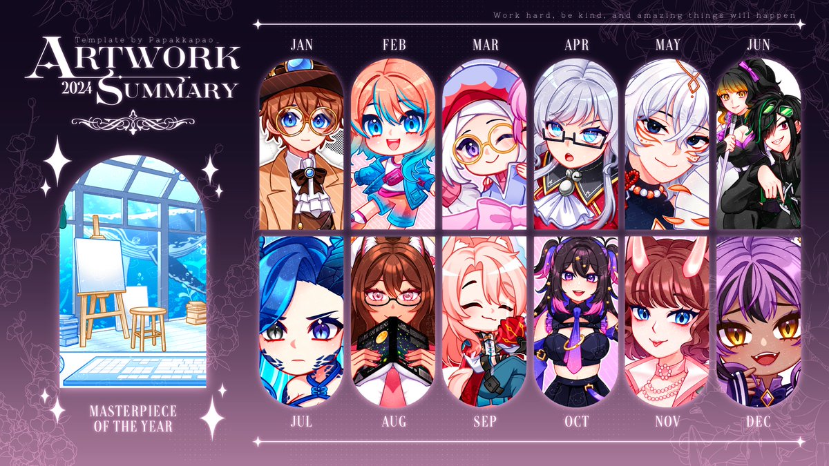 This year is the first year that I have artwork for every month. Yay~~!🎉✨💖
.
cr.template : @.Papakkapao_