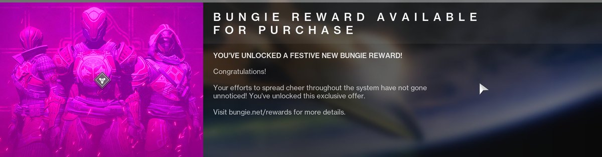 Getting a placeholder image at the end of the event that Bungie put the bare minimum effort into after not playing for 3 weeks and putting in the bare minimum effort myself to finish it all last minute really is the perfect way to end this year's Dawning.