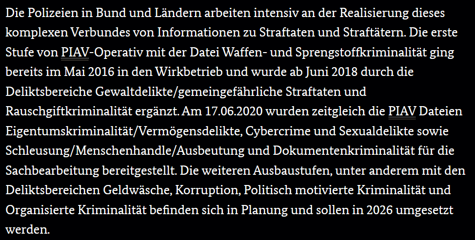 unzulaenglich's tweet photo. @EvitadieII @BergheimJeff KI setzt Datenbanken voraus. Am #PIAV (Polizeilicher Informations- und Analyseverbund) wird seit 2016 gewerkelt. 2026 soll dort dann auch politisch motivierte Kriminalität erfasst sein.
Dafür gibt es die website des BKA in leichter Sprache.
https://t.co/D35Zf57Smp https://t.co/jrW35LER3R