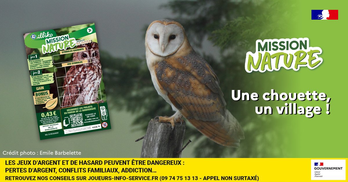 Office français de la biodiversité (@ofbiodiversite) on Twitter photo 🍀 Dans le cadre du jeu de grattage #MissionNature, 19 projets de restauration de la biodiversité sont mis en œuvre
🦉 Retour sur le projet une chouette, un village ! piloté par la <a href="/LPOFrance/">LPO France</a>
👉 ofb.gouv.fr/une-chouette-u…
@FDJ 🍀 Dans le cadre du jeu de grattage #MissionNature, 19 projets de restauration de la biodiversité sont mis en œuvre
🦉 Retour sur le projet une chouette, un village ! piloté par la <a href="/LPOFrance/">LPO France</a>
👉 ofb.gouv.fr/une-chouette-u…
@FDJ
