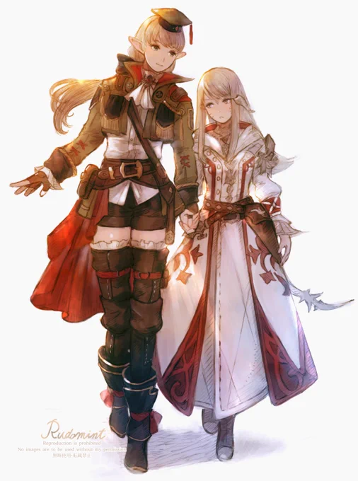 苦手な所、一緒に行ってほしいの(学者と白魔導士)#FF14イラスト 