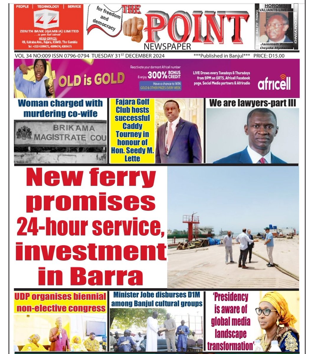 Good morning. 
Here are today's newspaper headlines.
Tuesday, 31st December, 2024.