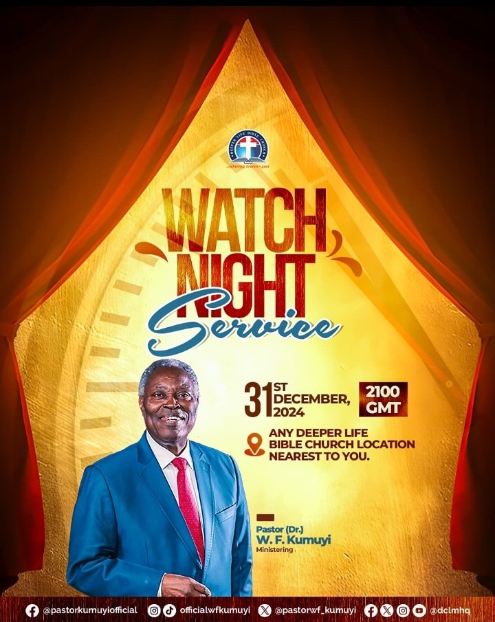 DLCF_Plateau's tweet photo. Be our special guest.
One night only. 
The Deeper Life Watch Night Service 2024.

#2025 #2024 #newyear #watchnight #newyeareve #dlcf #DLCFPlateau #jesus #praise #worship #prayer https://t.co/Y1nNG7wMOM