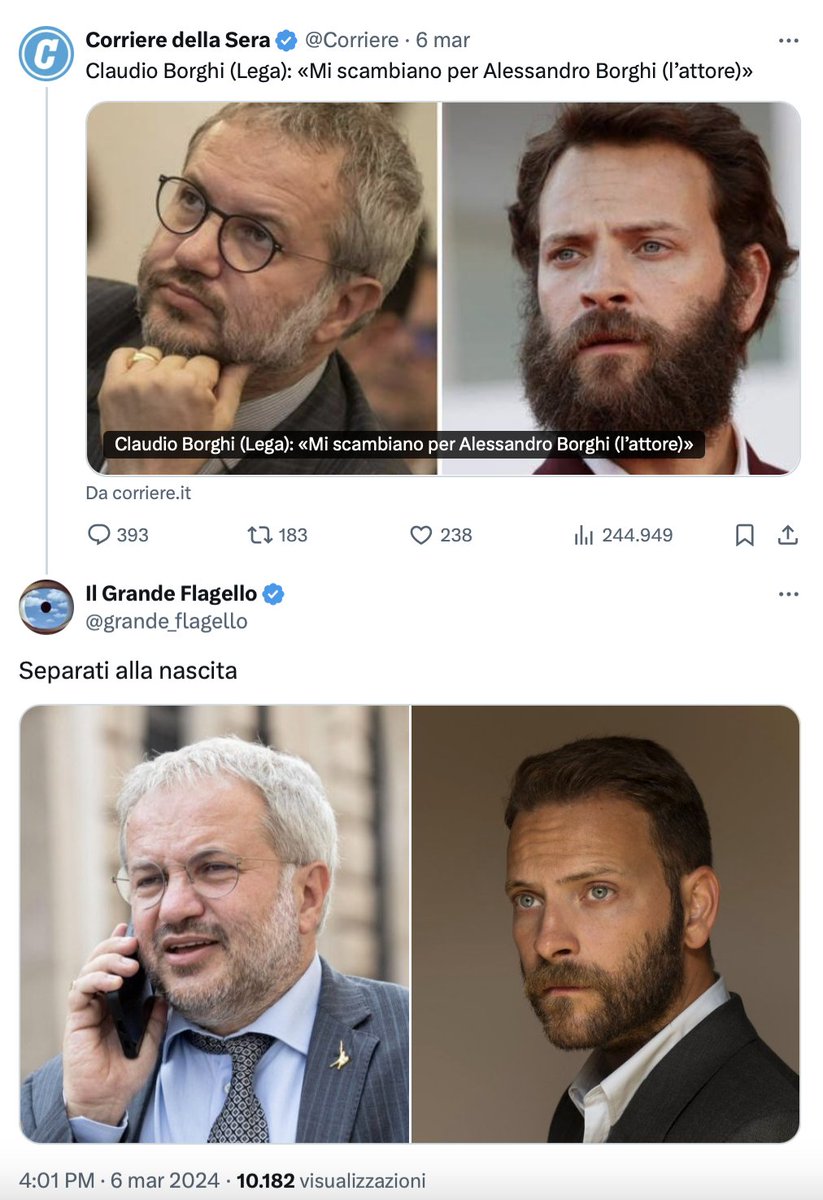 14. 👥

Nella storia: "Mi scambiano per Alessandro Borghi (l'attore)"

[<a href="/Corriere/">Corriere della Sera</a> / <a href="/grande_flagello/">Il Grande Flagello</a>]