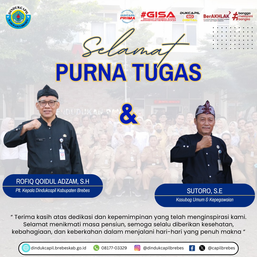 Terima kasih atas dedikasi,kerja keras, dan kepemimpinan yang telah menginspirasi kami. 
Masa purna tugas bukanlah akhir, tetapi awal dari babak baru dalam kehidupan.semoga selalu diberikan kesehatan, kebahagiaan, dan keberkahan dlm menjalani hari-hari yang penuh makna
Aamiinn 🤲