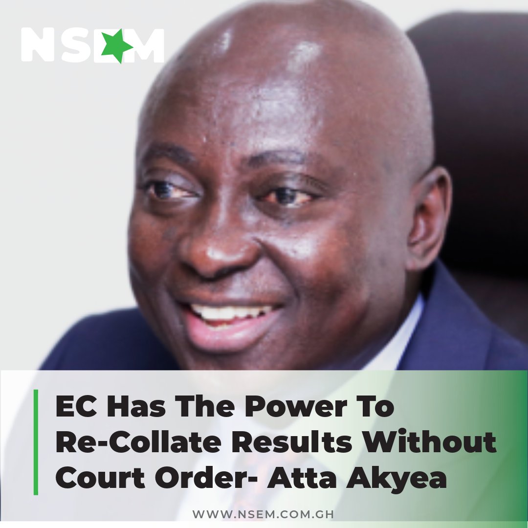 nsemcomgh's tweet image. Samuel Atta Akyea, the Member of Parliament for Abuakwa South, has asserted that the Electoral Commission (EC) does not require a court order to re-collate election results in disputed constituencies.

#SamuelAttaAkyea #ElectionCommission #GhanaPolitics