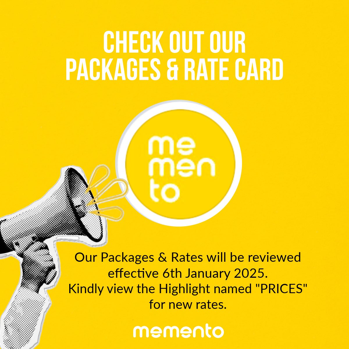 Memento_gh's tweet photo. In order serve you better and maintain the quality of memories we intend to help you create, we will be reviewing our RATES SLIGHTLY effective 6th January 2025. Thank you for the continued support.💛 https://t.co/41kc2RNrU9