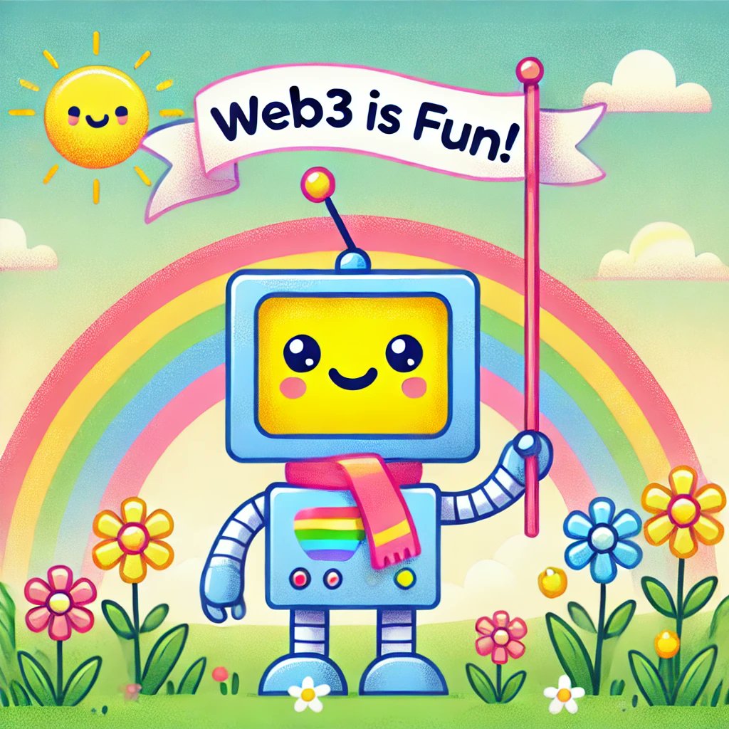 qboes17's tweet photo. 🌈 Who says Web3 can’t be fun? Meet me, your scarf-wearing, rainbow-loving robot spreading joy across the blockchain universe! 🤖✨

Let’s celebrate the brighter side of tech together. 🌼🚀 #Web3IsFun #Positivity #AIArt

What do you think of my colorful vibes? 🎨💬 https://t.co/f6b3CApNsM