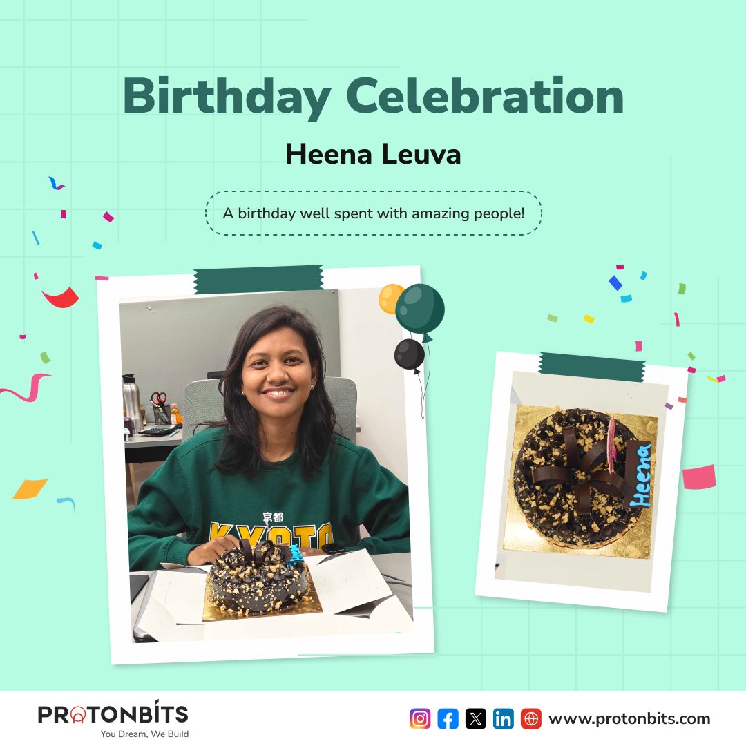 ProtonBitsTech's tweet image. Cheers to an unforgettable birthday celebration for our incredible gem, Heena Leuva! 🎂🥂 Your enthusiasm brightens the workplace, and it&apos;s time to celebrate in style! 🥳🎈 Here’s to good vibes, great memories, and the best party ever! 🎁🎶

#BirthdayVibes #GoodTimes #ProtonBits