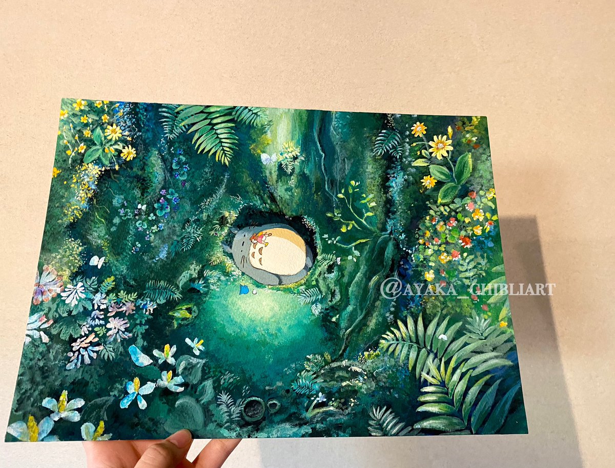 いつも見てくださりありがとうございます☺️

さいごの絵が完成しました〜！🌿🌿🌿
となりのトトロの大好きなシーンを描かせていただきました🎨
とにかく楽しかった！！