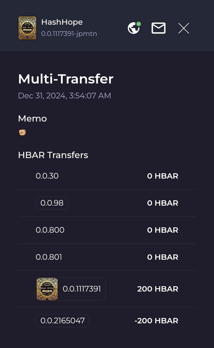 🚨🚨🚨SHOUT OUT TO🚨🚨🚨

WALLET I.D 👉 0.0.2165047

DONATED : 200hbars

Thank you so much🥰😍🤩
may the hbar pump🚀 be with 👐🙌
This coming #ALTSEASON #bullrun

#HBAR #Hedera #hederacommunity #cryptocurrency #btc #eth #Solana #XRP #ADA #SHIB #PEPE