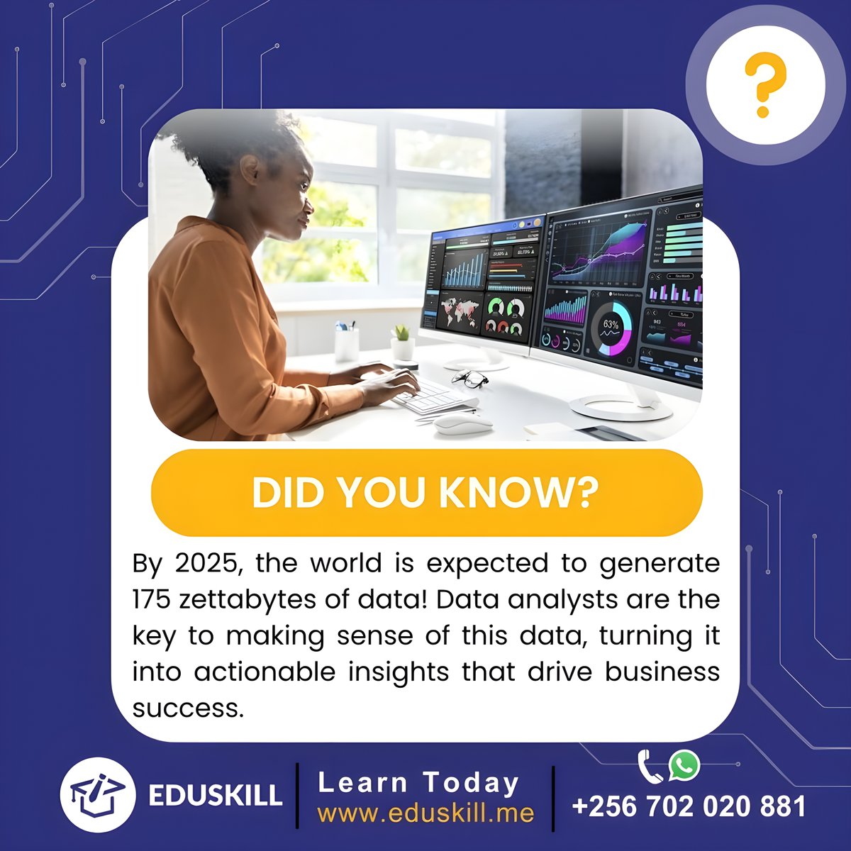 Eduskill_ug's tweet image. Did you know? Data Analytics is key to uncovering hidden patterns and making smarter decisions in any industry!
#EduskillUganda #LearnDataAnalytics #AnalyticsForAll #DataInsights
Apply Now eduskill.me/Detail-Form.as…