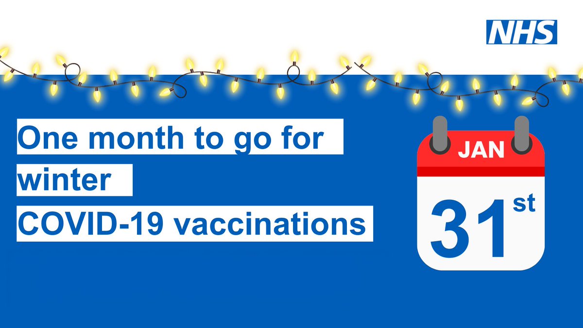 Only one month to go for your winter Covid-19 vaccination.
Find out where you can get your vaccination by dialing 119. 

@Herefordshire Council  <a href="/Wye/">Chris</a> Valley NHS Trust @Healthwatch Herefordshire