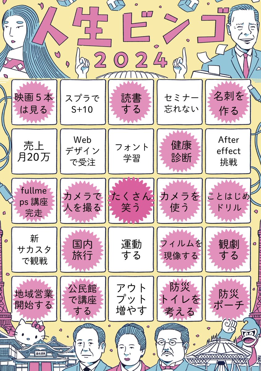 _t_t_laboratory's tweet image. 人生ビンゴ2024。
2ビンゴ達成しましたが、やりたかったこともまだまだあり、2025年も頑張りたいと思います。

2024年も皆々様、お世話になりました。
色々な出会いや繋がり、経験に感謝しながら、来年もステップアップしていきたいと思います🙌
低浮上ですが、どうぞ宜しくお願い致します💛