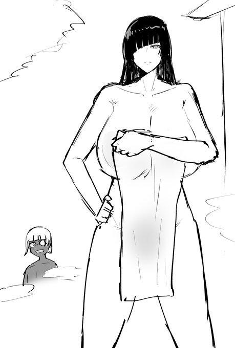 タオル一枚で堂々としていたら良いよねという気持ちで描いてました 