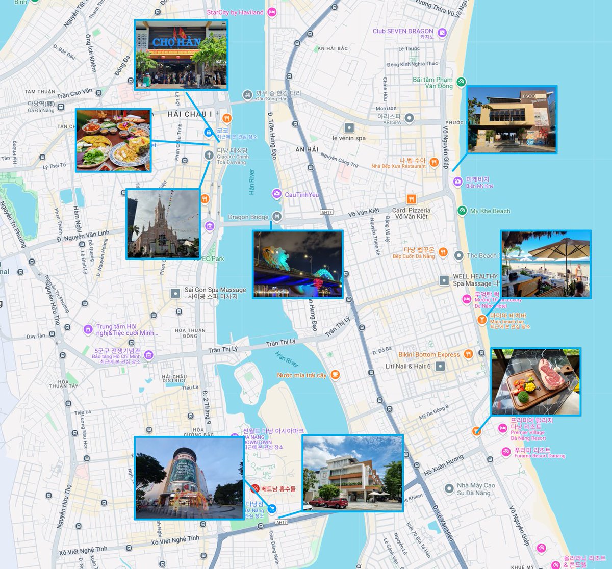 hiddenpage77's tweet photo. Recommended #danang travel course   
https://t.co/pPEr7W81Bm

#hanmarket #nhago #mykhe #dragonbridge #danangmap https://t.co/5WlPFh7CD8