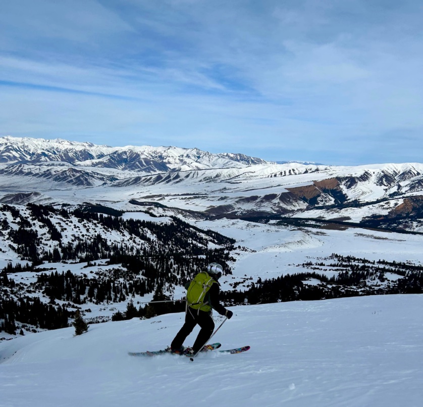 Ski touring in Tian Shan. Looking over China from Kyrgyzstan. Happy new year