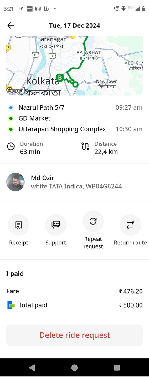 ANICHASME's tweet photo. @inDrive Please find the attached ride details https://t.co/Y5hcSNK3YU