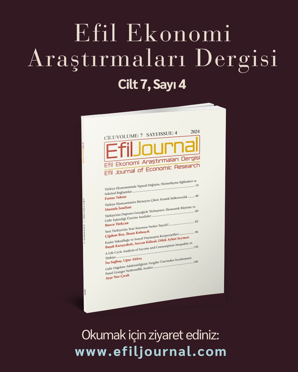 Efil Ekonomi Araştırmaları Dergisi'nin Aralık sayısı yayımlandı.

Okumak için ziyaret ediniz:
efiljournal.com/efil-journal-v…