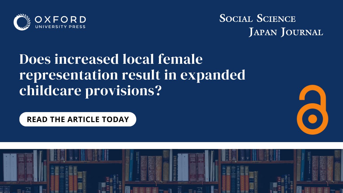 OUP Social and Behavioural Sciences (@oupsocsci) on Twitter photo Does increased female representation in local politics and administration lead to better childcare provisions? In a new article from <a href="/ssjj_jrnl/">Social Science Japan Journal</a>, Yamada explores the gaps in local-level analysis and the defamilization perspective.
Explore the research now: oxford.ly/4i9064K Does increased female representation in local politics and administration lead to better childcare provisions? In a new article from <a href="/ssjj_jrnl/">Social Science Japan Journal</a>, Yamada explores the gaps in local-level analysis and the defamilization perspective.
Explore the research now: oxford.ly/4i9064K