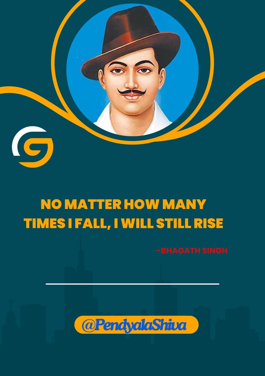 PendyalaShiva2's tweet image. No matters how many times I fall , I will still rise..

—BhagathSingh

#BhagathSingh
