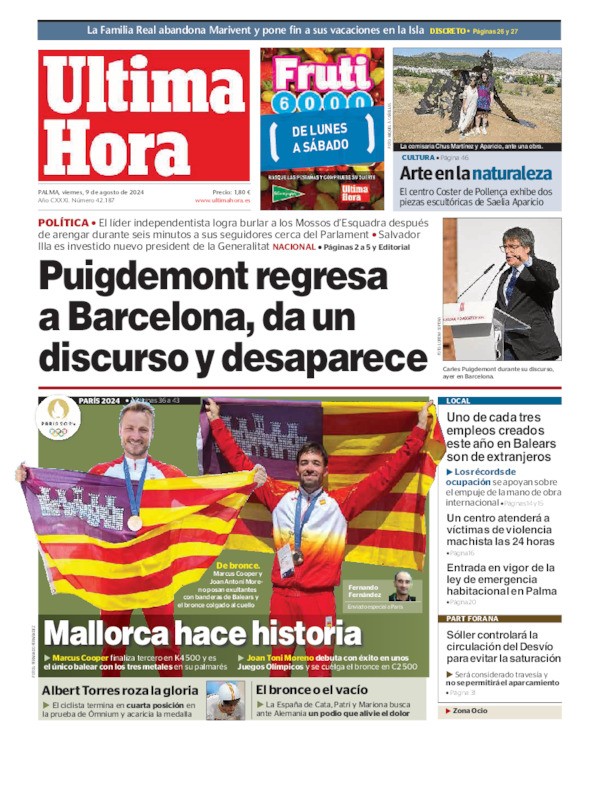 🗞💻 Dos portadas para cerrar 2024. Las  3️⃣ medallas olímpicas en #Paris2024 en <a href="/UHmallorca/">Ultima Hora Mallorca</a> de <a href="/juanacamilion/">Juana Camilion</a> <a href="/joanto_mbenn/">Joan Antoni Moreno Bennàssar - OLY</a> y <a href="/MarcusCooperW/">Marcus Cooper</a> #olympics