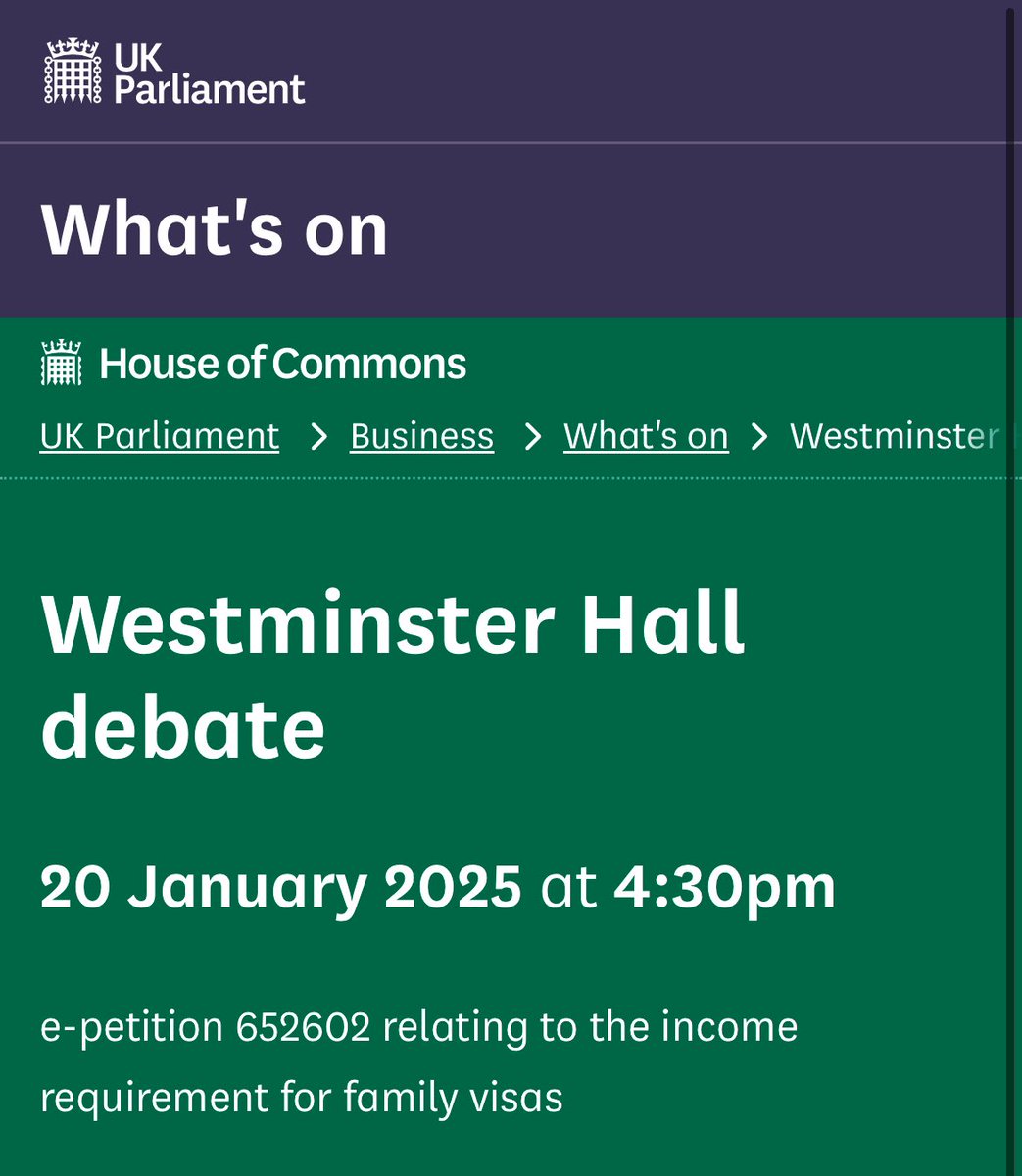 Westminster debate 20th January 2025 at 4.30pm regarding the MIR. 
Encourage your MPs to be there. This is so important. Yes there is the MAC report. But we fought for this @luke_myer  <a href="/PeterStefanovi2/">Peter Stefanovic</a>  <a href="/ReuniteDivFamil/">Reunite Families UK 🧡</a> <a href="/IMIX_UK/">IMIX 🧡</a> <a href="/YvetteCooperMP/">Yvette Cooper</a> #the29kpricetagonlove