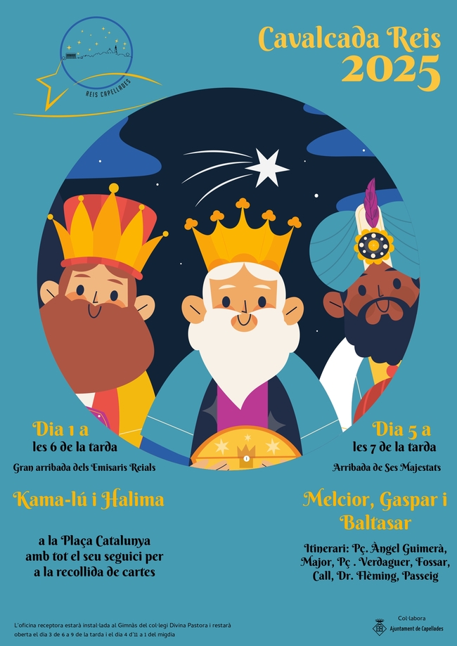 Demà dimecres tot és a punt per tal que els nens i nenes portin la Carta als Reis a la pl Catalunya, a les 18h.

L'Oficina receptora estarà instal·lada al Gimnàs del col·legi Divina Pastora i restarà oberta el dia 3 de 6 a 9 de la tarda i el dia 4 d’11 a 1 del migdia.