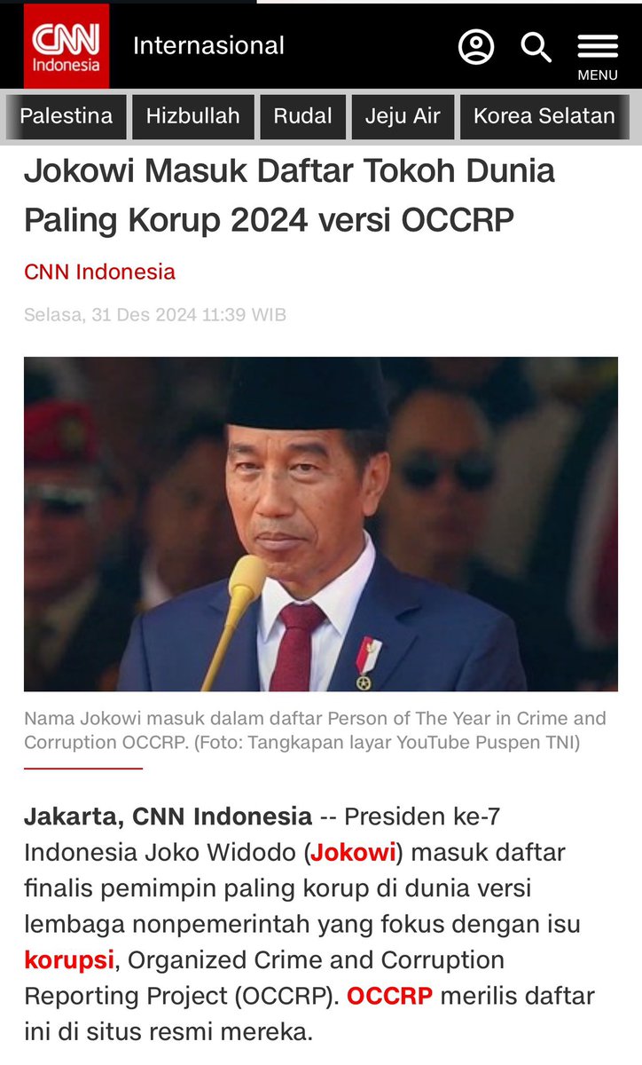 Ini berita yg tidak baik dan bisa membawa nama buruk untuk negara dan bangsa ini. Saya jadi makin yakin untuk terus mengkritisi apa yg dilakukan oleh dinasti Jokowi pd negeri ini.

Kalau orang asing saja kritis pada perilaku Jokowi dan keluarga yg dianggap korup, bagaimana dengan