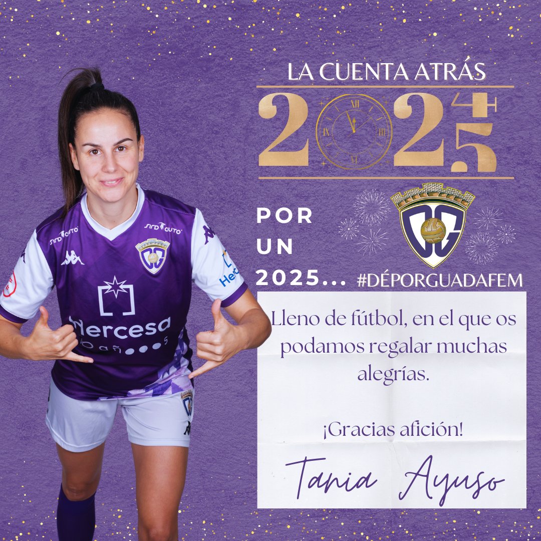 ¡Ya llegó el último día del año! Y en el #DéporGuadaFEM comenzamos un poco antes con los cuartos antes de las campanadas, con los deseos de nuestras jugadoras para 2⃣0⃣2⃣5⃣✨

Las primeras tres uvas 🍇 de parte de <a href="/taniuski08/">tania ayuso</a>. Por un año lleno de fútbol para las guerreras moradas