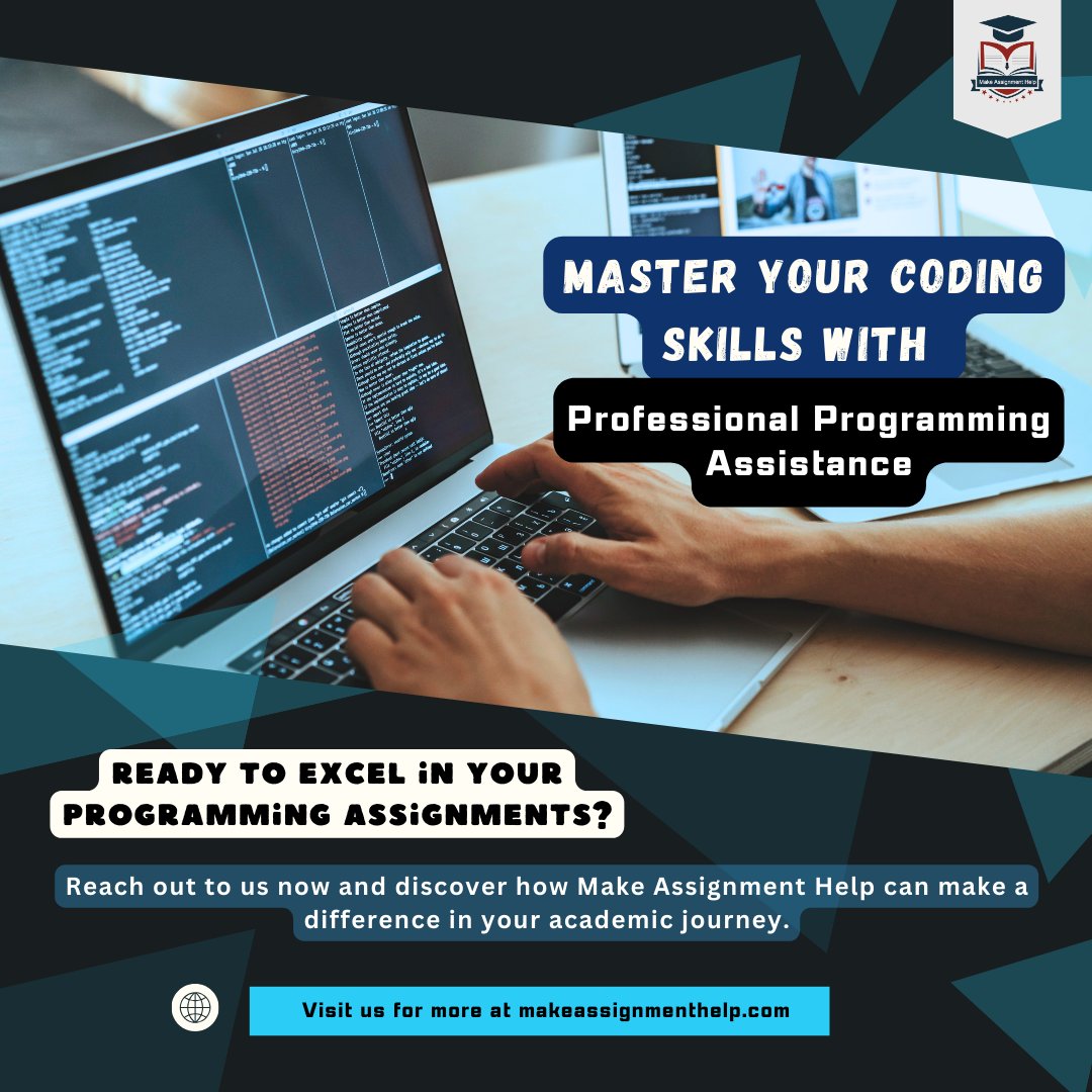 Make_Assignment's tweet image. "Code your way to success with our programming assignment help. 💻 #ProgrammingHelp #CodeMaster #MakeAssignmentHelp"