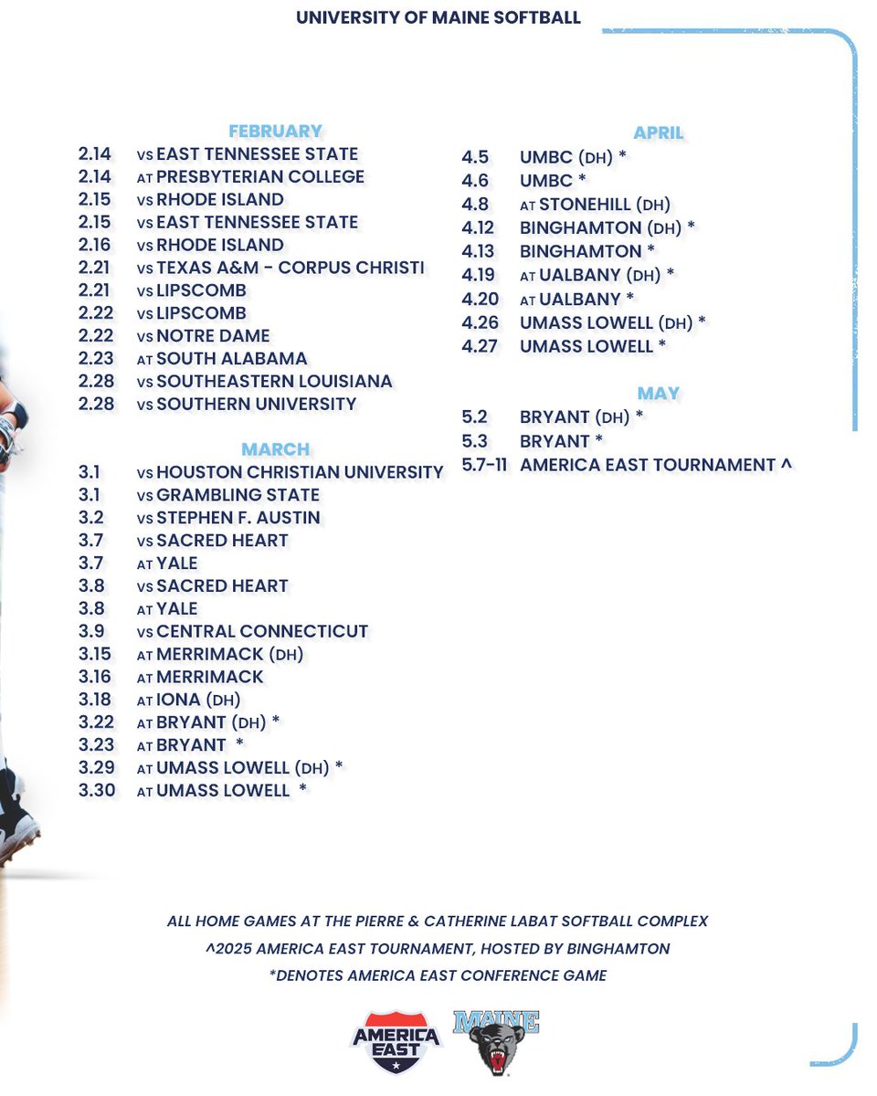 Almost the New Year, almost the New Season 🥎

Check out our 2️⃣0️⃣2️⃣5️⃣ schedule!

📝: tinyurl.com/2c9da92l
🗓️: GoBlackBears.com/SB2025