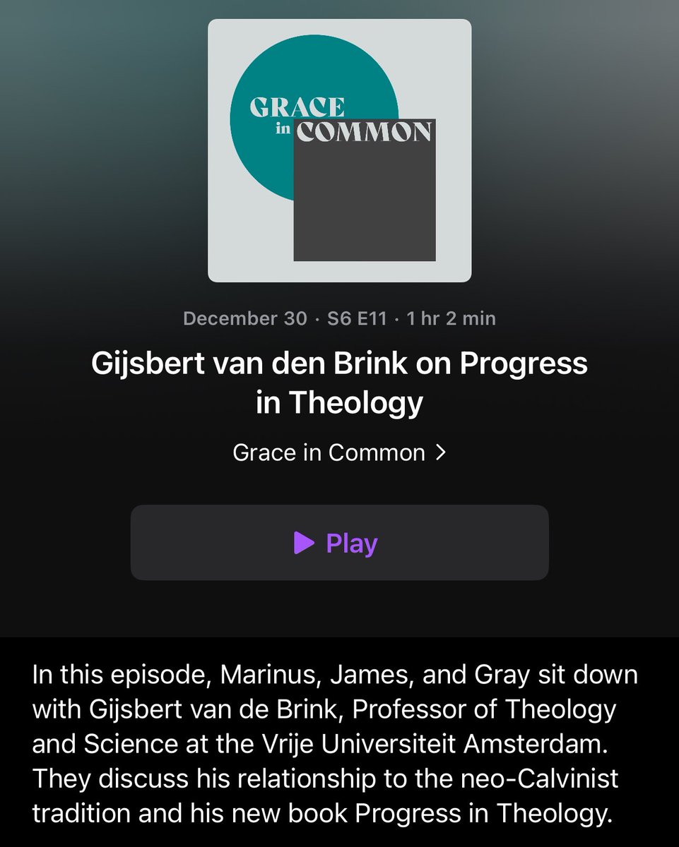 It was a joy to have <a href="/GvandenBrink1/">Gijsbert van den Brink</a> on the newest episode of Grace in Common, speaking on what ‘progress’ means in theology, and in what ways Gijsbert is (and is not) a neo-Calvinist. Listen in below 👇