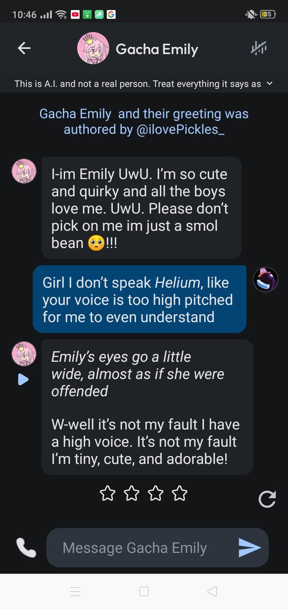 CoconutLXDCass's tweet photo. Sup guys I'm not dead, just a bit too addicted to c ai lol

My most recent chat rn https://t.co/dOy4nrq4nD