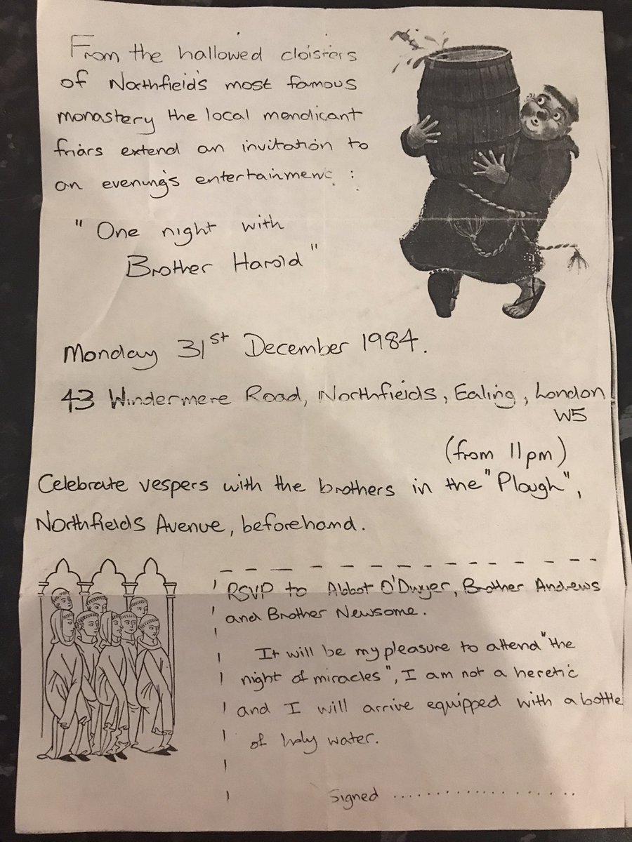 On the 40th anniversary of #Northfields greatest New Years Eve Party 31/12/1984 may I wish you all a lovely night and a Happy New Year #Ealing 
“One night with Brother Harold”