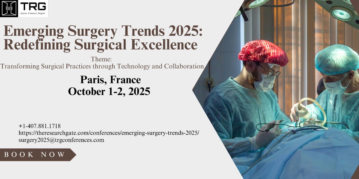 🌍✨ Emerging Surgery Trends 2025
📍 Paris, France | 📅 Oct 1-2, 2025
Join surgeons, researchers, &amp; innovators to redefine surgical excellence!
💻 Register now: theresearchgate.org/Surgery2025
#SurgicalExcellenc #MedicalInnovation #FutureOfSurgery #HealthcareTech