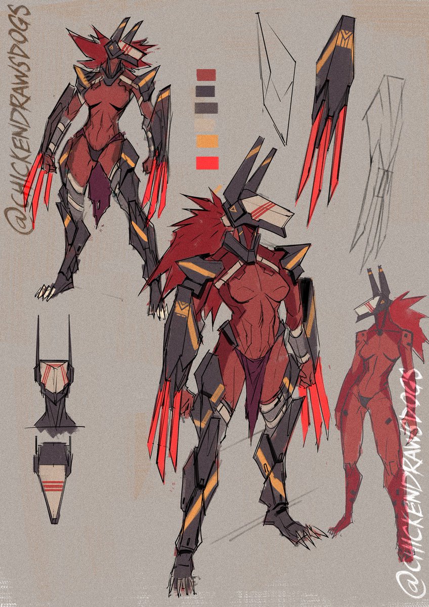 ChickenDraws's tweet image. Wolf Girl concept art, last upload of 2024.
I was going to do a Voruna skin inspired by my ARKLITE series, but I think I'll keep her. What do you think? Would you vote for her to be in Warframe? 😆 #conceptart #characterdesign