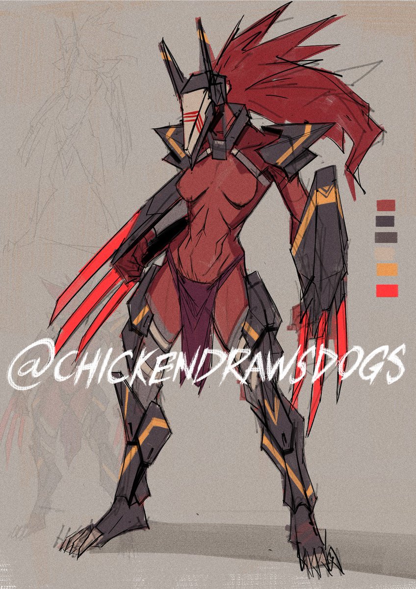 ChickenDraws's tweet image. Wolf Girl concept art, last upload of 2024.
I was going to do a Voruna skin inspired by my ARKLITE series, but I think I'll keep her. What do you think? Would you vote for her to be in Warframe? 😆 #conceptart #characterdesign