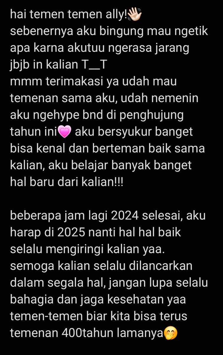 eokkaeppoppo's tweet photo. hai mutss kuu, ada sedikit pesan buat kaliaann. maaf tidak selucu dan semenyentuh yang lain T__T 
tapi kalian harus tau kalo aku bersyukur banget bisa temenan sama kalian🥺🫰🏻
happy new year semuanyaa!!
semoga hal-hal baik baik selalu diberikan untuk kita semua💗 https://t.co/KvVO5ZbpoW