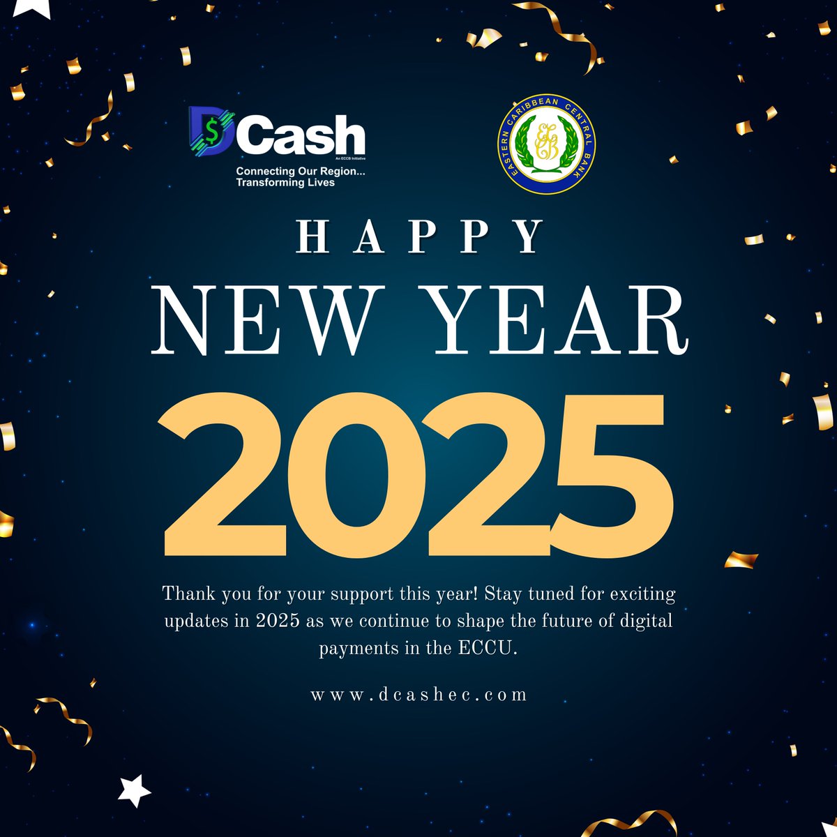 DCash_EC's tweet image. 🎆 Happy New Year from DCash!
 Thank you for your support this year! Stay tuned for exciting updates in 2025 as we continue to shape the future of digital payments in the ECCU.
 #HappyNewYear #DCash2 #DigitalPayments