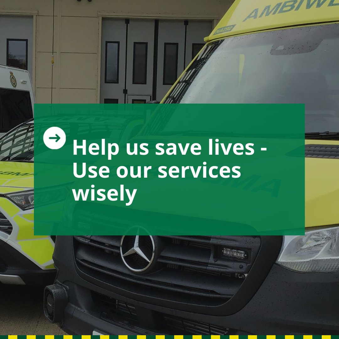 Welsh Ambulance (@welshambulance) on Twitter photo If it's not a life-threatening emergency, there are a number of alternatives including the <a href="/NHS111Wales/">NHS 111 Wales</a> online symptom checker, your local pharmacy and more.
See the Welsh Government website for more information about accessing healthcare in Wales: gov.wales/help-us-help-y… If it's not a life-threatening emergency, there are a number of alternatives including the <a href="/NHS111Wales/">NHS 111 Wales</a> online symptom checker, your local pharmacy and more.
See the Welsh Government website for more information about accessing healthcare in Wales: gov.wales/help-us-help-y…