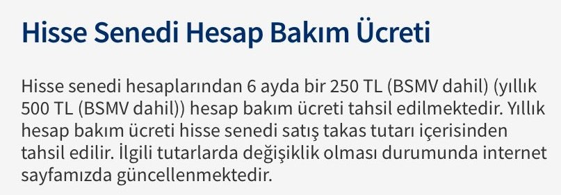 Hesap Bakım Ücreti de nedir oldu olacak yazılımcıların maaşı diye direkt yazsaydınız